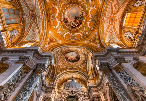 VENICE, ITALY, APRIL 23, 2018 : interiors and architectural details of chiesa I Gesuiti, april 23, 2018,  in Venice, italy