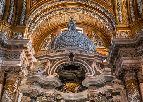 VENICE, ITALY, APRIL 23, 2018 : interiors and architectural details of chiesa I Gesuiti, april 23, 2018,  in Venice, italy