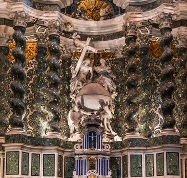 VENICE, ITALY, APRIL 23, 2018 : interiors and architectural details of chiesa I Gesuiti, april 23, 2018,  in Venice, italy