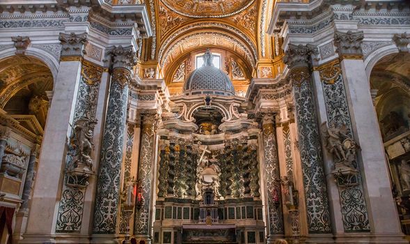 VENICE, ITALY, APRIL 23, 2018 : interiors and architectural details of chiesa I Gesuiti, april 23, 2018,  in Venice, italy