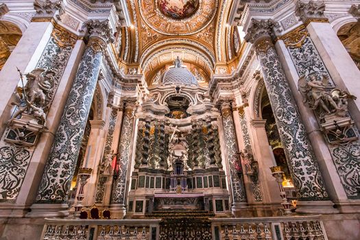 VENICE, ITALY, APRIL 23, 2018 : interiors and architectural details of chiesa I Gesuiti, april 23, 2018,  in Venice, italy