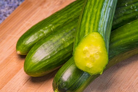 cucumbers fresh with a cut
