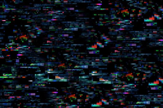 Glitch texture with multi-colored pixels on the screen surface