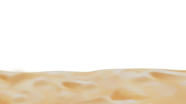 Yellow sand dunes isolated on a white background
