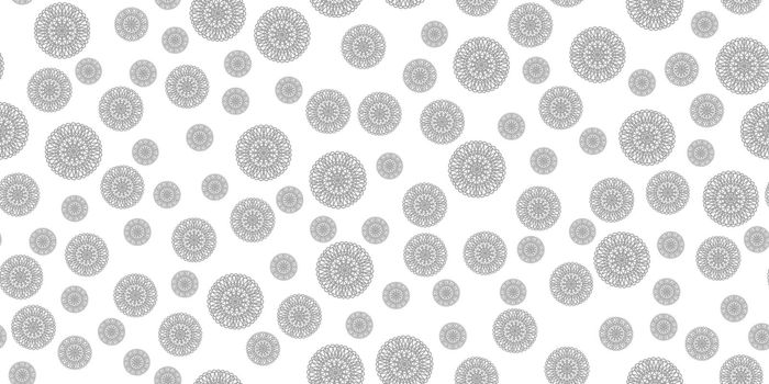 Winter seamless pattern with grey snowflakes on white background. Vector illustration for fabric, textile wallpaper, posters, gift wrapping paper. Christmas vector illustration. Falling snow.