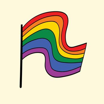 Flag LGBT, doodle style. LGBT icon. Template design, vector illustration. Love wins. Geometric shapes in the colors on the rainbow. Colorful symbols. Gay pride collection. Banner.
