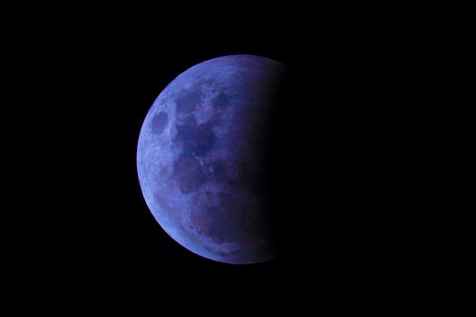 Photograph of a total lunar eclipse from The Blue Mountains in New South Wales on the east coast of Australia