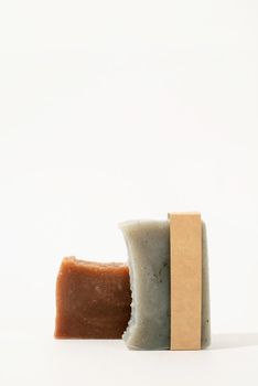 hand made soap and craft band for mock up design on white background, front view