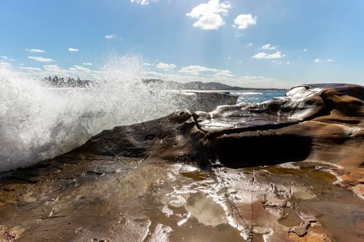 Photograph of the Rock Pool in the Pacific Ocean at Terrigal Beach at sunset on the Central Coast in New South Wales in Australia