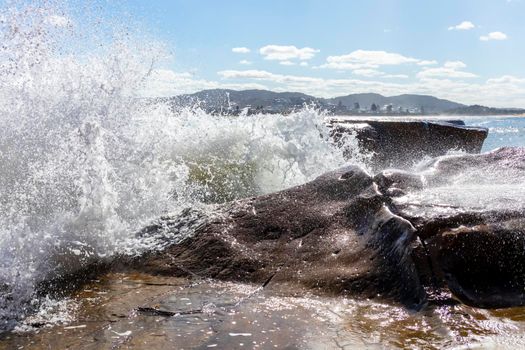 Photograph of the Rock Pool in the Pacific Ocean at Terrigal Beach at sunset on the Central Coast in New South Wales in Australia