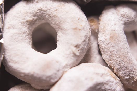 Handmade homemade donuts and fritters. No people