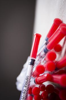 Set of syringes for injecting insulin. No people