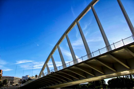 Calatrava Bridge under blue sky in Valencia, Spain