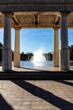 Colossal Fountain with monumental pillars in Valencia
