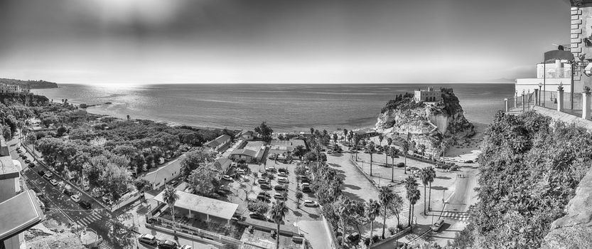 Panoramic view over the town of Tropea, a seaside resort located on the Gulf of Saint Euphemia, part of the Tyrrhenian Sea, Calabria, Italy