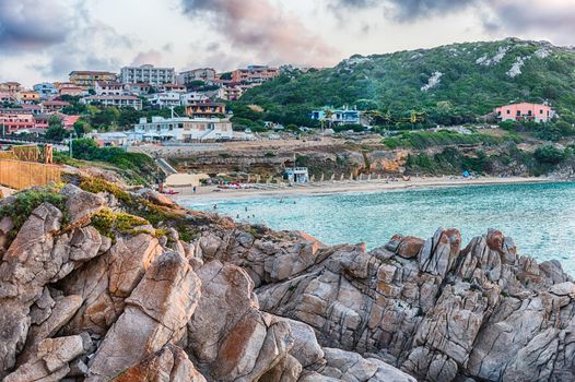 View over the scenic beach called Rena Bianca, one of the main highlights in Santa Teresa Gallura, North Sardinia, Italy