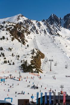 Grau Roig, Andorra : 2018 December 8 : Sunny Day in Grau Roig in the Grandvalira Ski Station in Andorra.