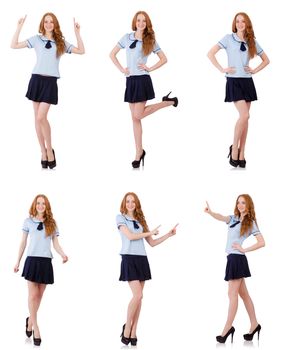 Schoolgirl isolated on the white