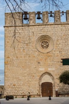 SANT MARTI DE AMPURIES, GIRONA, SPAIN : 2020 FEB 08 : SUNNY DAY IN CHURCH OF  SANT MARTI DE AMPURIESCH IN THE OLD TOWN IN SANT MARTI DE AMPURIES, GIRONA, SPAIN