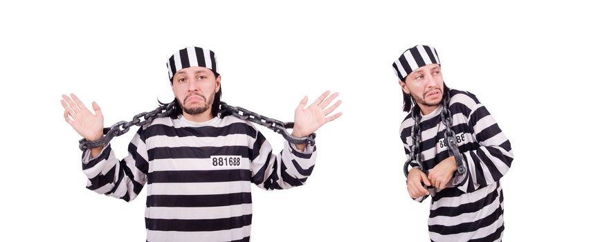 Prison inmate isolated on the white background