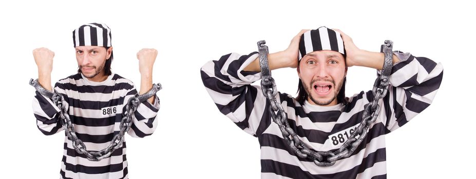 Prison inmate isolated on the white background