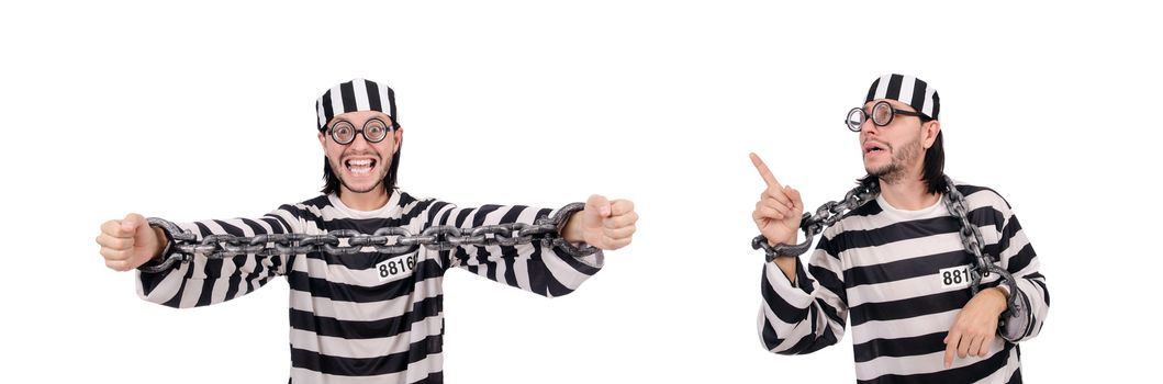 Prison inmate isolated on the white background