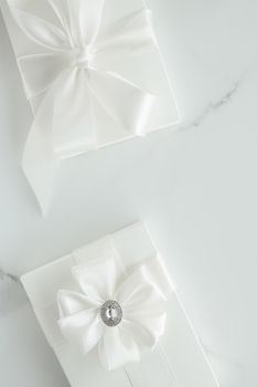 Romantic celebration, lifestyle and holiday present concept - Luxury wedding gifts on marble