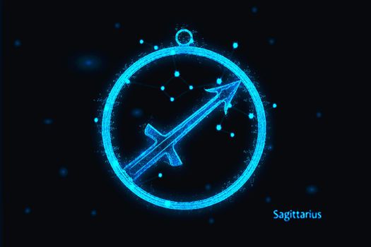 3d rendering  sagittarius Zodiac Sign. Abstract night sky background
