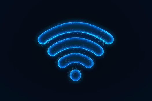 3d rendering of  Wifi wireless internet signal . Abstract night sky background 