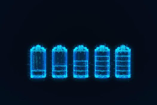 3d rendering of mobile phone battery on dark blue background