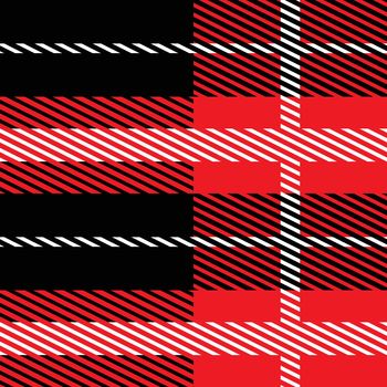 Red and black Scotland textile seamless pattern. Fabric texture check tartan plaid. Abstract geometric background for cloth, card, fabric. Monochrome graphic repeating design. Modern squared ornament