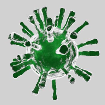 Abstract Corona Virus 19 Microscopic Particles Scattered on white background Research idea for the coronavirus 2019 genetic material that is spreading heavily all over the world 3d rendering.