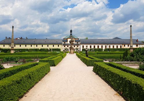 KUKS, CZECH REPUBLIC - JUNE 5, 2021: Kuks Hospital is a unique European Baroque complex with a spa and also a hospital for army veterans. It was built in the first half of the 18th century by Count Frantisek Antonin Spork.