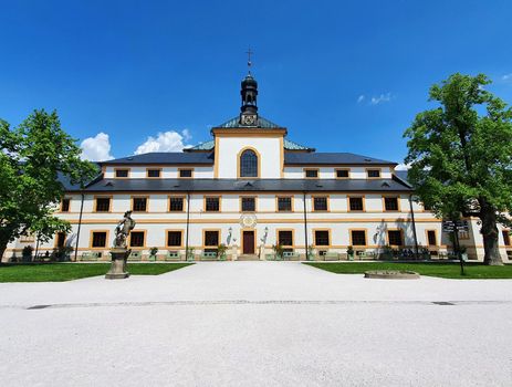 KUKS, CZECH REPUBLIC - JUNE 5, 2021: Kuks Hospital is a unique European Baroque complex with a spa and also a hospital for army veterans. It was built in the first half of the 18th century by Count Frantisek Antonin Spork.