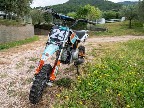 terni,italy june 08 2021:mini motocross for children or adults for off-road racing