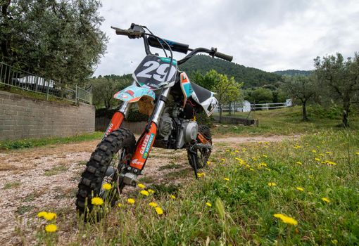 terni,italy june 08 2021:mini motocross for children or adults for off-road racing