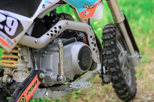 terni,italy june 08 2021:mini motocross detail of the engine block