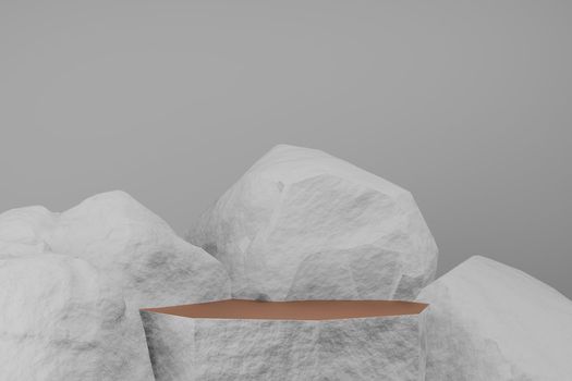 Abstract stone stand studio background for product display. Abstract Background Scene 3d Render for product advertise.