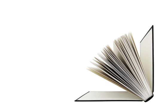 An open book border on white with copy space