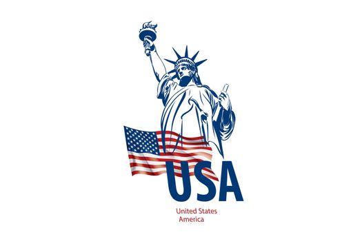 Vector icon of the Statue of Liberty of the United States.