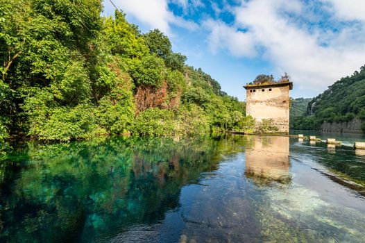 Stifone di Narni placed characteristic for the blue water in some places reeds bathing