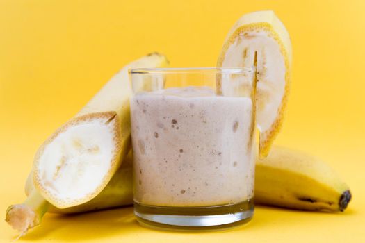 banana smoothie making process.diet food. healthy food for vegetarians