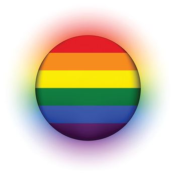 Glass light ball with flag of LGBT. Round sphere, template icon. Glossy realistic ball, 3D abstract vector illustration.Love wins. LGBT symbol sticker in rainbow colors. Gay pride collection.