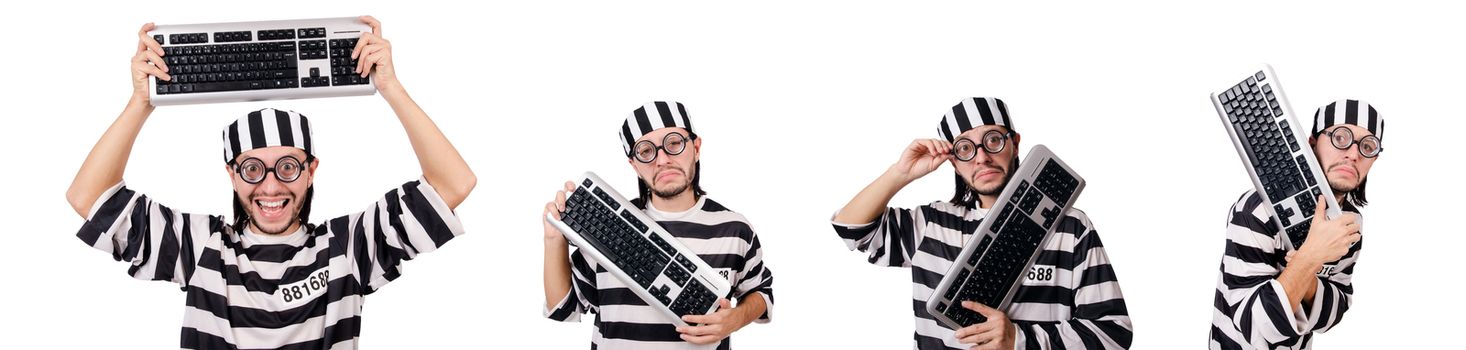 Prison inmate isolated on the white background