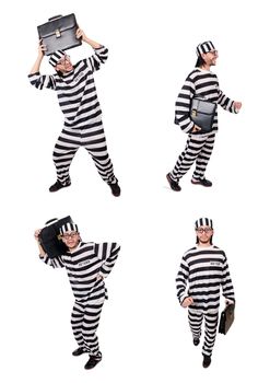 Prison inmate isolated on the white background