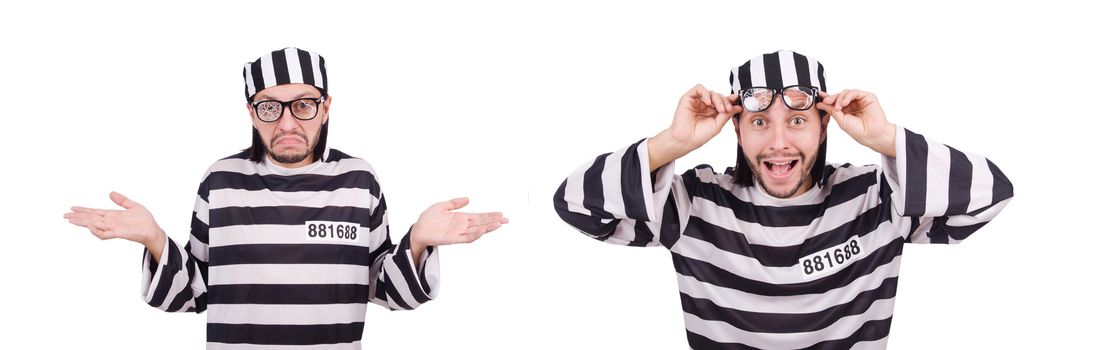 Prison inmate isolated on the white background