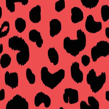 Abstract modern leopard seamless pattern. Animals trendy background. Pink and black decorative vector stock illustration for print, card, postcard, fabric, textile. Modern ornament of stylized skin.