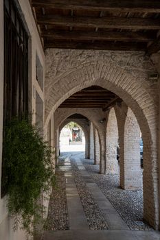 Spilimbergo, Italy. June 3, 2021. view of the ancient medieval house in the town center