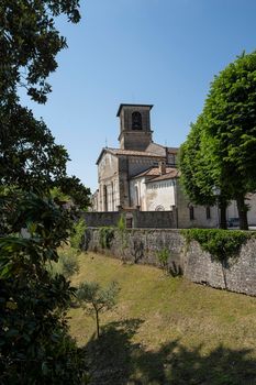 Spilimbergo, Italy. June 3 2021. panoramic view of the cathedral of Santa Maria Maggiore in the town center