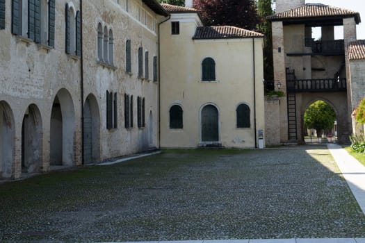 Cordovado, Italy. May 31, 2021.  view in the inner courtyard of the castle 